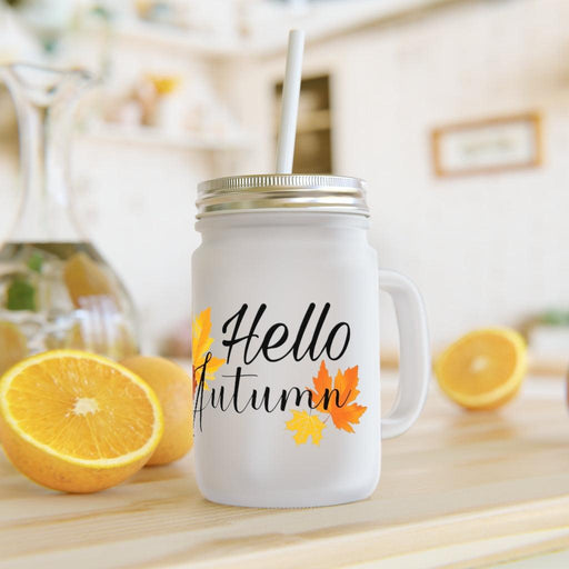 Frosted Glass Halloween Autumn Mason Jar Mugs - 16oz Personalized Beverage Delight