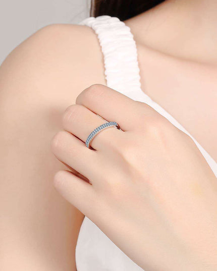 Elegant Moissanite Half-Eternity Ring in Sterling Silver