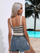 Striped Sleeveless Knit Top with Plunging Neckline