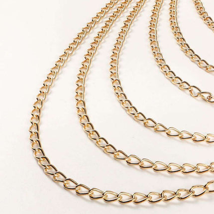 Sleek Chain-Embellished Faux Leather Waist Belt