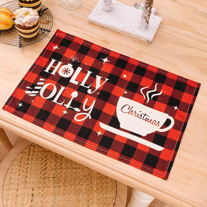 Colorful Plaid Polyester Dining Placemat Duo