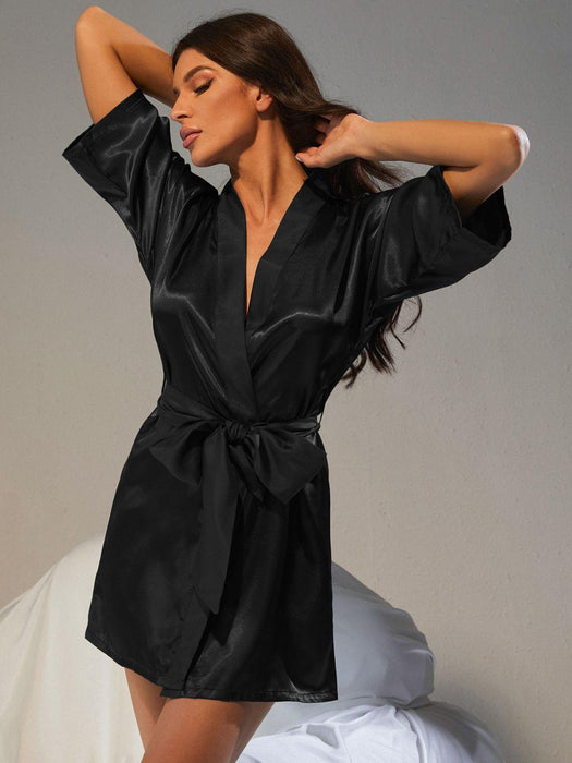 Elegant Half Sleeve Wrap Robe for Luxurious Lounge Experience