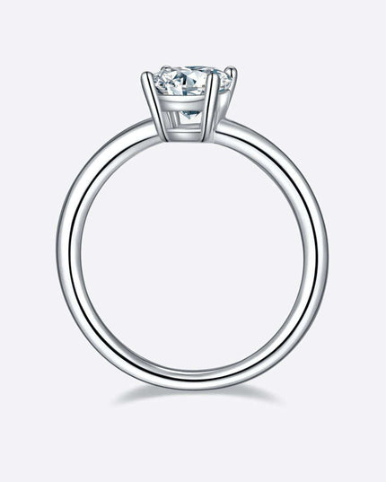 Elegant 1 Carat Platinum-Plated Lab-Diamond Sterling Silver Ring