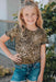 Leopard Print Flutter Sleeve Tee for Young Girls