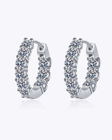 Elegant Moissanite-Studded Sterling Silver Hoop Earrings