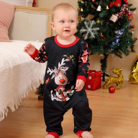 Baby Reindeer Print Infant Romper with Button Closure