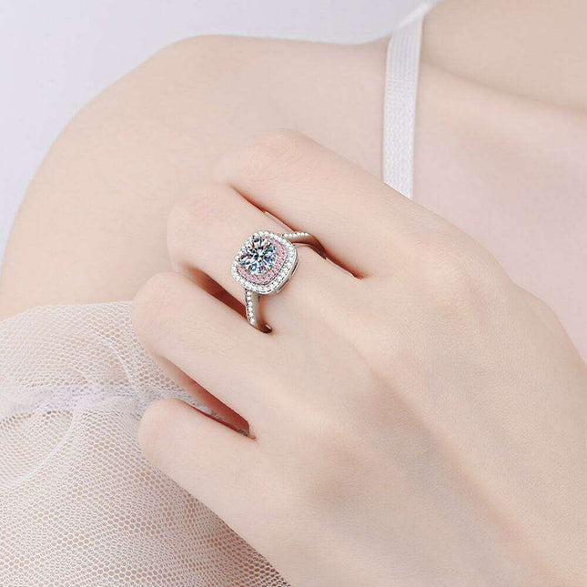 Radiant Moissanite and Zircon Silver Ring - A Touch of Timeless Elegance