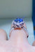 Elegant Cobalt Blue Moissanite Ring with Zircon Accents and Certificate