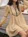 Chic Notch Accent Mini Dress with Puffed Sleeves
