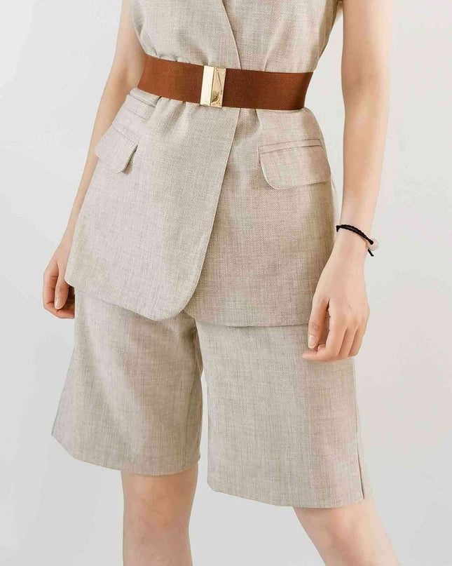 Chic Elastic Belt with Sleek Alloy Buckle - A Stylish Addition for Any Ensemble