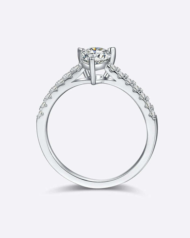 Elegant Moissanite and Zircon Silver Ring Set - Timeless Gemstone Duo in Luxurious Gift Packaging