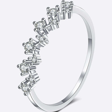 Elegant Moissanite Half-Eternity Band in Sterling Silver with Rhodium Finish