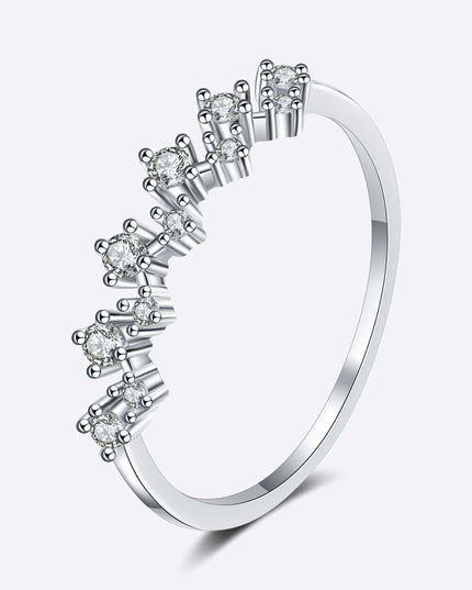 Elegant Moissanite Half-Eternity Band in Sterling Silver with Rhodium Finish