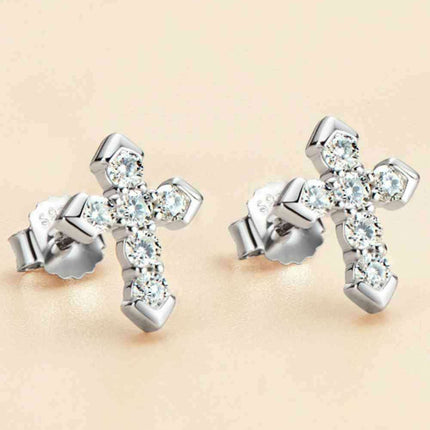 Elegant Moissanite Cross Earrings - Sparkling Statement Jewelry