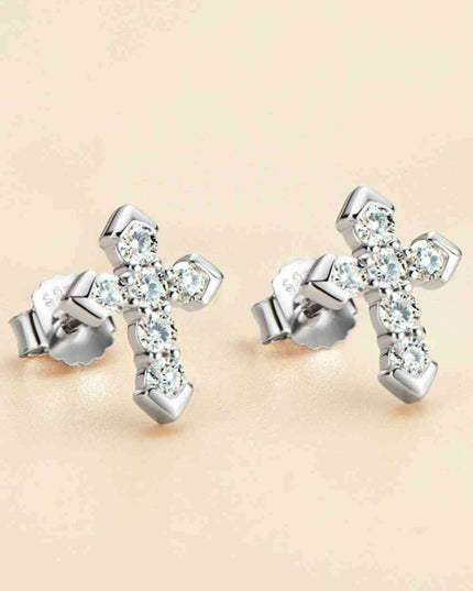 Elegant Moissanite Cross Earrings - Sparkling Statement Jewelry