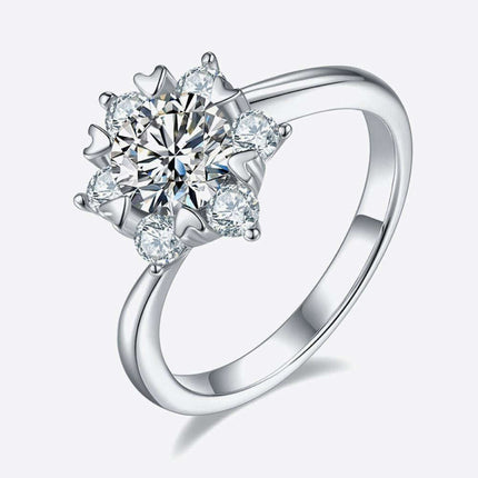 Elegant 1 Carat Moissanite and Zircon Ring with Opulent Platinum Finish