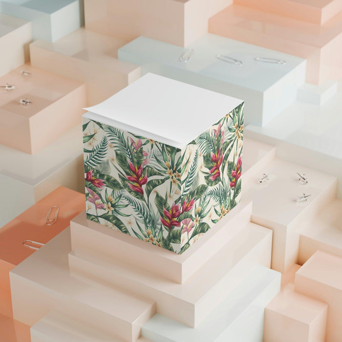 Personalized Tropical Sticky Note Cube for Stylish Note-Taking Experience
