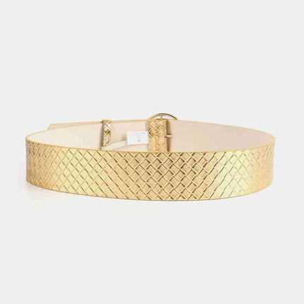 Elegant PU Leather Belt with Unique Circle Buckle Design