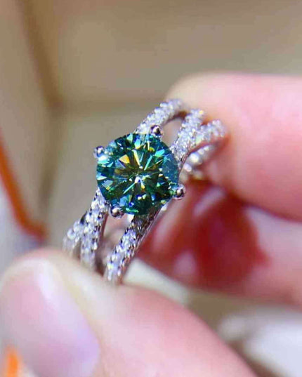 Stunning 1 Carat Moissanite Sterling Silver Ring with Zircon Details - Ultimate Luxury and Radiance