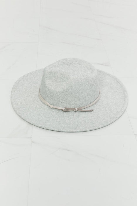 Elegant Grey Fedora Hat with Chic Faux Leather Knot Accent