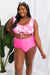 Pink Retro Tie-Dye Bikini Set with Ruched High Waisted Bottoms