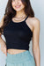 Soft Modal Ribbed Tank Top with Short Straps in Black