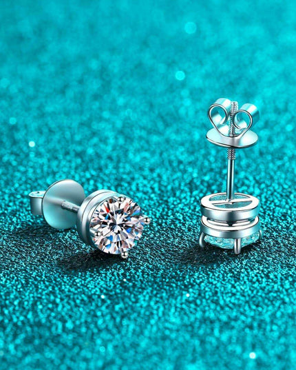 Stunning 2 Carat Moissanite Stud Earrings in Rhodium-Plated Sterling Silver
