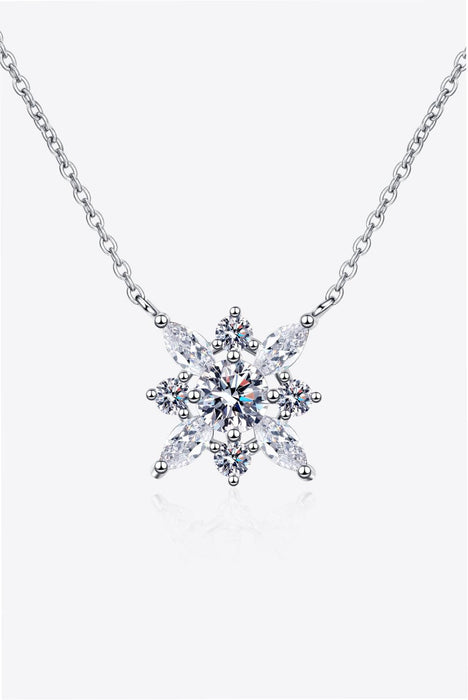 Luxurious Rhodium Plated Sterling Silver Necklace with Moissanite Accent