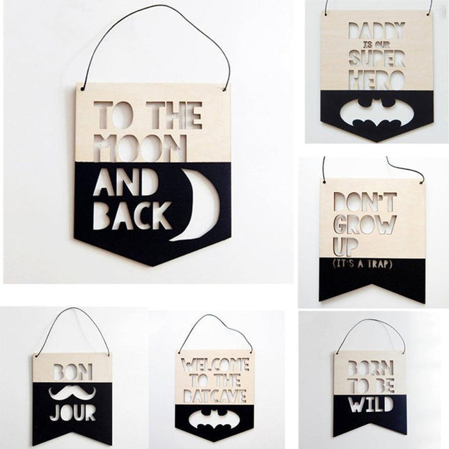 Nordic-Inspired Hollow Wood Letter Wall Decor with Rustic Rope Hanger