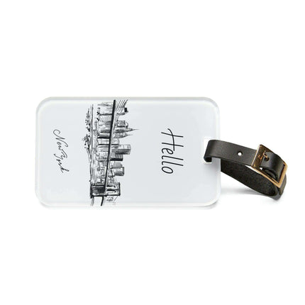 Elegant Customizable Acrylic Luggage Tag Duo with Premium Leather Straps