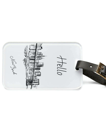 Elegant Customizable Acrylic Luggage Tag Duo with Premium Leather Straps