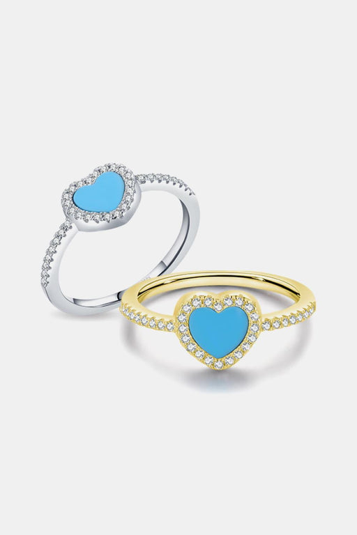 Turquoise Elegance: Sterling Silver Ring with Platinum and Gold Plating
