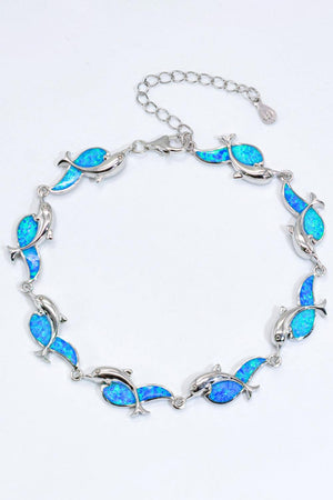 Opal Dolphin 925 Sterling Silver Bracelet-Trendsi-Cobalt Blue-One Size-Très Elite