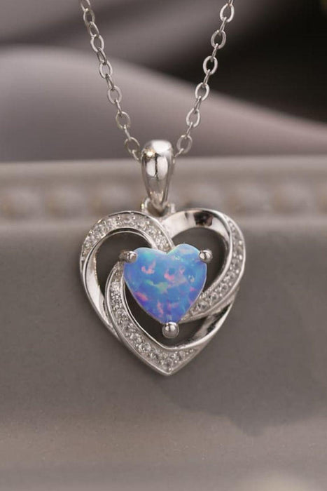 Opal Heart Necklace: Elegant Australian Opal Pendant on Sterling Silver Chain
