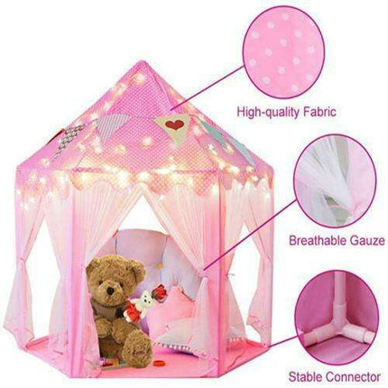 Magical LED Starry Princess Castle Play Tent for Kids