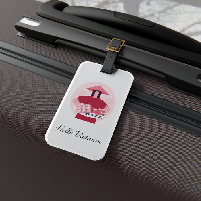 Maison d'Elite Vietnam Luggage Tag - Lightweight Acrylic with Leather Strap-Luggage & Bags›Accessories›Travel Accessories›Luggage Tags & Stickers-Maison d'Elite-2.4'' × 4''-Très Elite