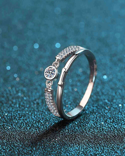 Sophisticated Sterling Silver Ring with Lab-Created Diamond and Zircon Accents