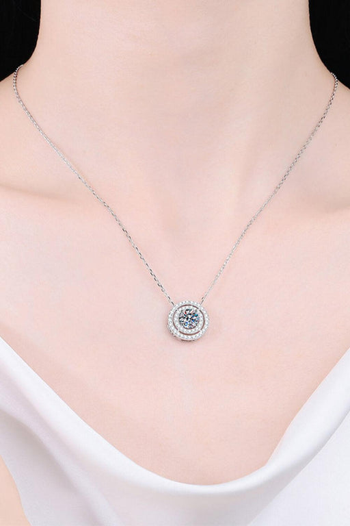Radiant Moissanite Sterling Silver Necklace with Zircon Accents - Elegant Minimalist Design