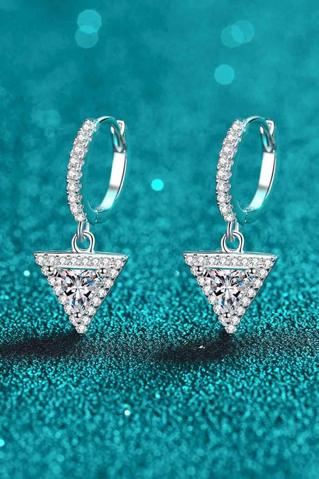 Elegant Sterling Silver Triangle Earrings with Sparkling Lab-Diamonds