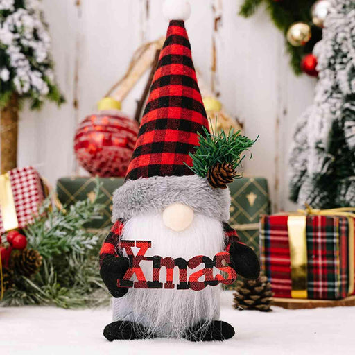 Whimsical Plaid Pointed Hat Gnome for Charming Home Decor