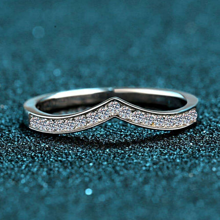 Radiant Sophistication: Stunning Moissanite Sterling Silver Ring with Rhodium Finish