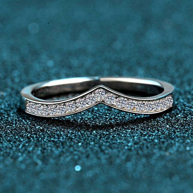 Radiant Sophistication: Stunning Moissanite Sterling Silver Ring with Rhodium Finish