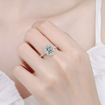 Contemporary Sterling Silver Lab-Grown Diamond Ring with Zircon Accents - A Touch of Elegance