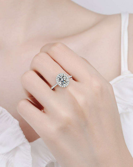 Contemporary Sterling Silver Lab-Grown Diamond Ring with Zircon Accents - A Touch of Elegance