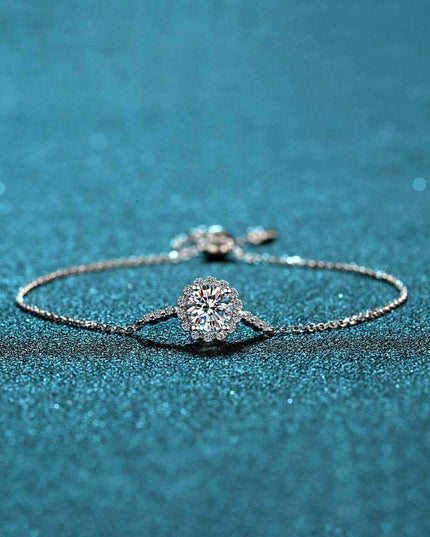 Luxurious Moissanite-Studded Sterling Silver Chain Bracelet with Gem Certification and Warranty