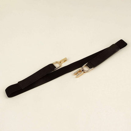 Elegant Stretch Belt with Distinctive Metal Buckle - High-Quality PU Leather