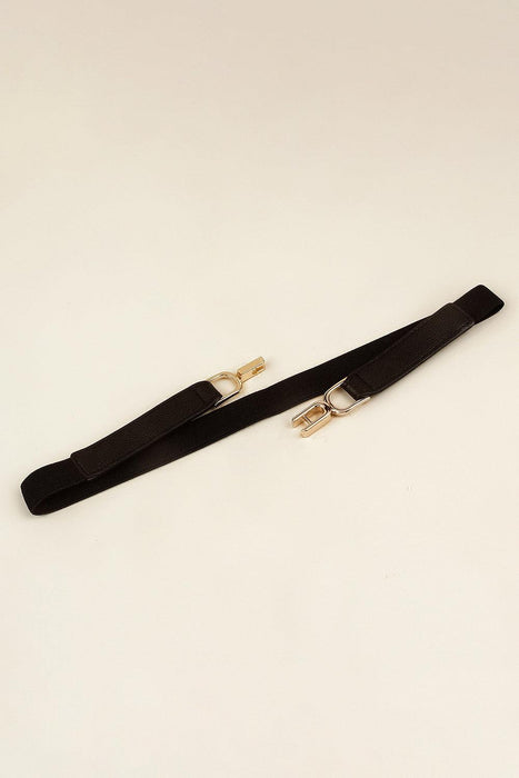 Sophisticated Elastic Belt with Unique Alloy Clasp - Premium PU Material