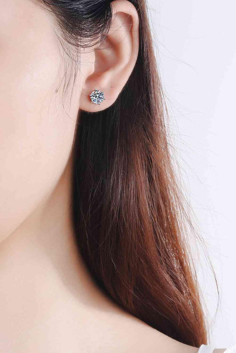 Sleek Moissanite Sterling Silver Stud Earrings