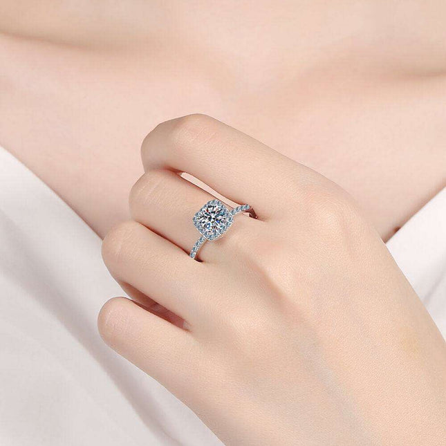 Timeless Elegance Moissanite and Zircon Sterling Silver Ring