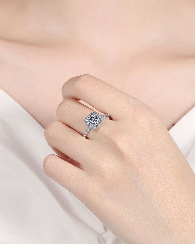 Timeless Elegance Moissanite and Zircon Sterling Silver Ring